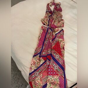 Vibrant Multicolor Silk Dress with cut outs